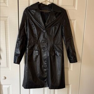 Vintage Sleek Black Women's Trench Coat